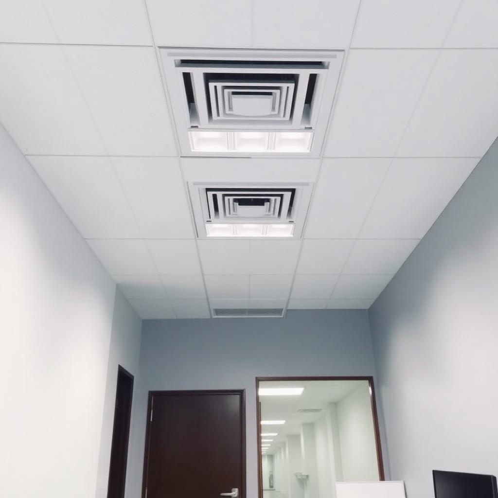 Drop ceiling LED troffer lighting in a small commercial office